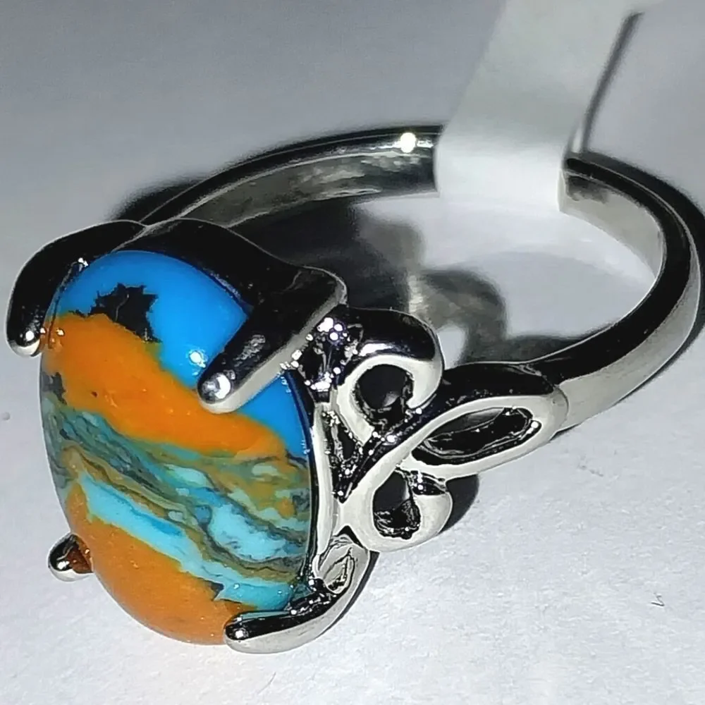 Vintage natural stone ring for women sz 9
